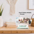 JACKCUBE DESIGN Multi-Photo Display Boho Tabletop Decor Wooden Double Side Memos, Cards, Gallery Display Block with 3 Wire Clips, Desktop Freestan...