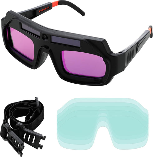 Auto Darkening Welding Goggles, Solar Powered True Color Anti-Glare Safety Welding Glasses for TIG MIG MMA Plasma Welding, Lightweight Welders Gla...