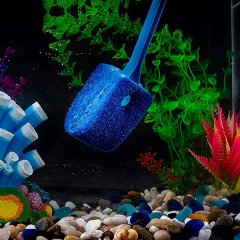 Bilindasly Double-Sided Aquarium Fish Tank Algae Cleaning Brush with Non-Slip Long Handle Fish Tank Scrubber for Glass Aquariums and Home Kitchen,...