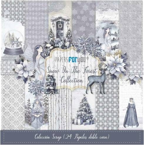 Papers For You - Mini Scrapbooking and Craft Paper Kit | "Snow On The Forest" Collection | Includes 24 Double Sided Papers with Different Designs ...