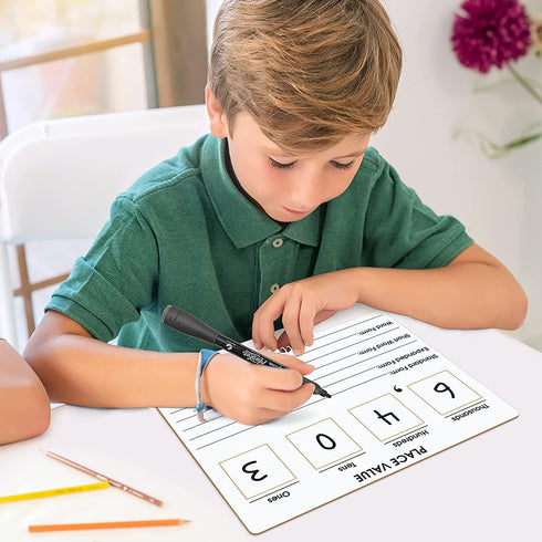 2 Pack Place Value Board 9" x 12" Double Sided Dry Erase Boards for Kids for Teaching Place Values from Billions to Decimal Numbers Math Manipulat...