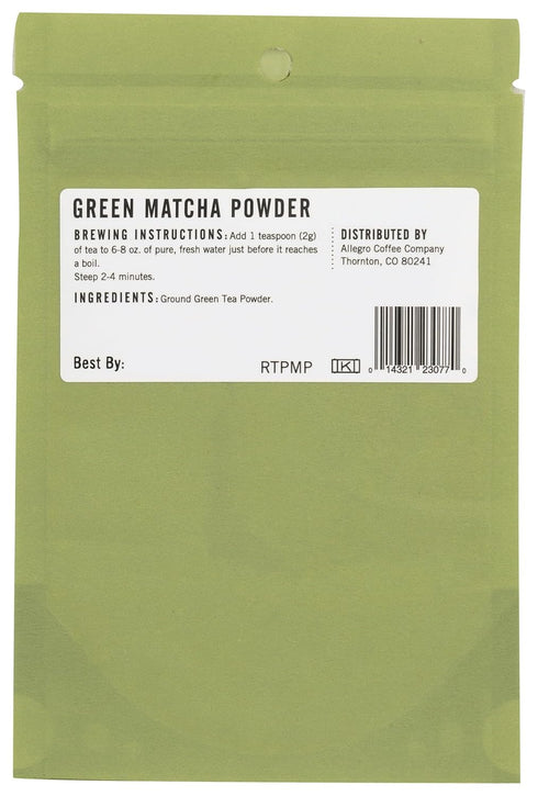 Allegro Tea, Green Matcha Powder, 0.5 oz , Count 1 (Pack of 1)...