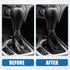 Car Shift Boot Cover Universal Gear Shift Knob Boot Dust Cover Faux Leather Black with Blue Line...