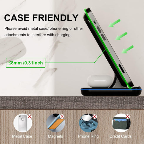 Minthouz 3 in 1 Wireless Charger, 18W Fast Wireless Charging Station for Multiple Devices Apple Watch, AirPods, Wireless Charger Stand Compatible ...