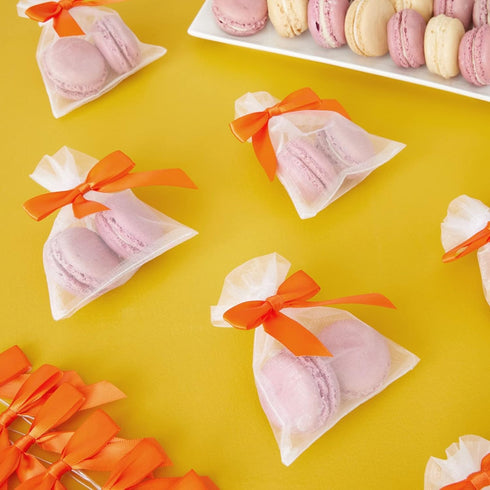 Bright Creations 100 Pack Orange Twist Tie Bows for Treat Bags - 3" Small Satin Ribbons Orange Twist Ties for Craft Decoration, Gift Wrap, Themed ...