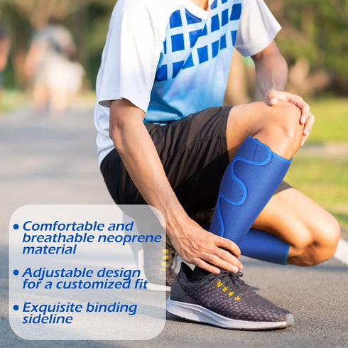 Chivao 2 Pairs Calf Brace Adjustable Shin Splint Support Lower Leg Compression Wrap Calf Sleeves for Men Women Pain Relief, Increases Circulation ...