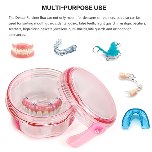 No Leak & Non-Slip Partial Denture Case Retainer Bath Box Cup, Denture Soaking Cup False Teeth Holder Box Case with Strainer Basket and Brush,Dish...