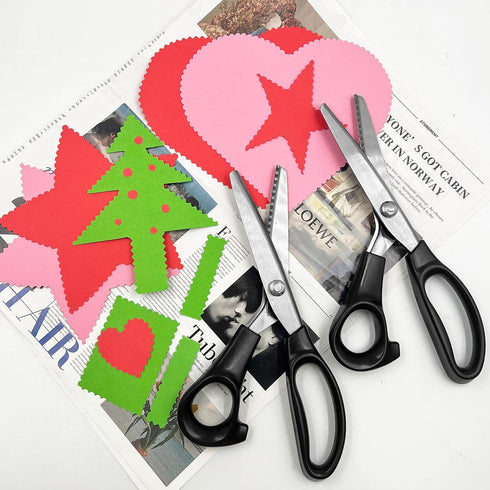 2 pcs Pinking Shears Scissors for Fabric, DaKuan 2 Models Fabric Scissors, Zig Zag Scissors, for Crafting, Paper Cutting, Fabric, Leather Material...
