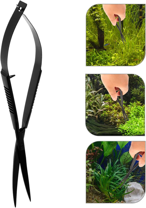POPETPOP Aquatic Plant Scissors Aquatic Spring Shears Curved Aquarium Scissor Aquarium Scissors Tools Professional Fish Tank Scissor Plant Stainle...