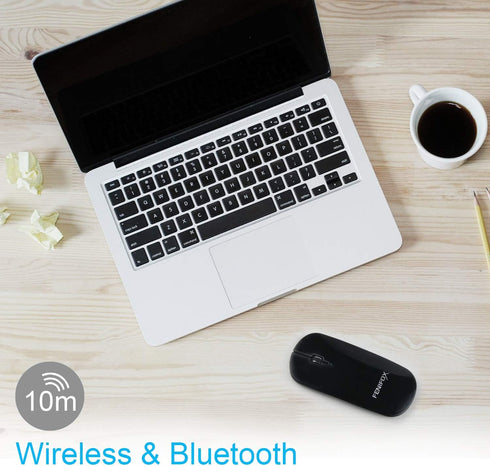 FENIFOX Bluetooth Mouse Slim Mini Whisper-Quiet Flat Portable Wireless Mice Rechargeable Compatible with Laptop,PC,Tablet Android Windows XP(Black...