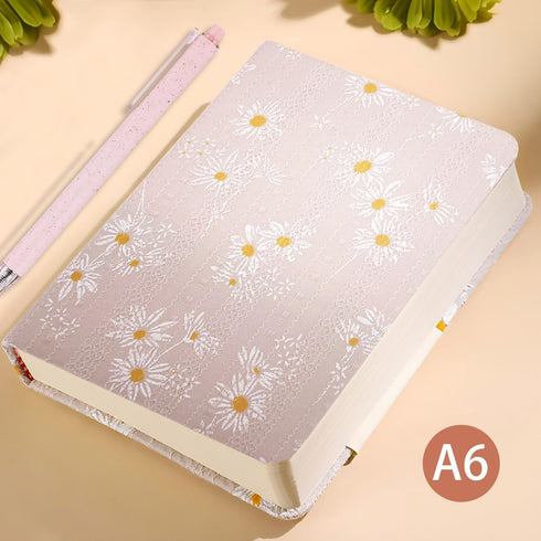 Fabric Pocket Notebook for Women, Daisy Printed Cloth Hardcover Journal, A6, 264 Pages, 4x6 Small Lined Notebook & Blank Sketchbook, Similar Embro...