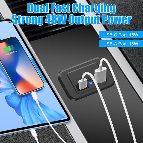 12V USB Outlet, Quick Charge 3.0 USB-A Port and USBC Port, 12V 24V Input Surface Mount RV USB Outlet, for RV Marine Motorcycle Truck Golf Cart......