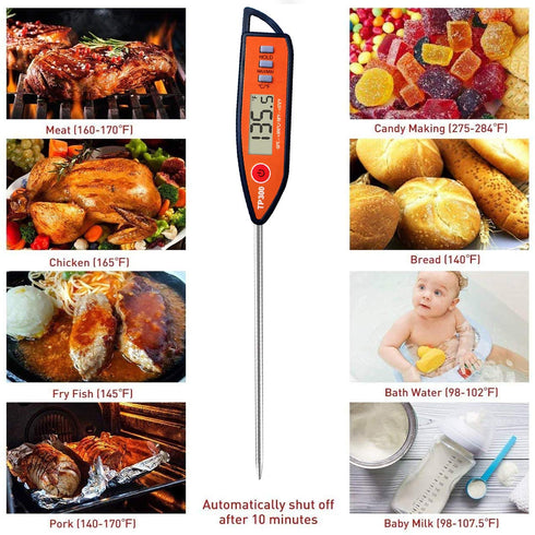 Digital Meat & Milk Thermometer - Instant Read Probe for Cooking, BBQ, Grill, Deep Fry, Roast & Baking...