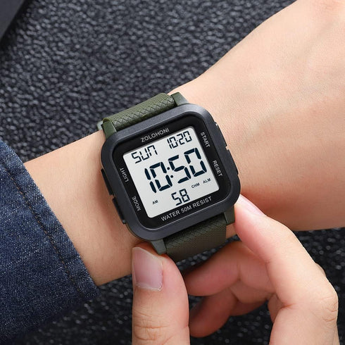 Square Men's Digital Watch Big Numbers Dial Large Face Waterproof LED Watches...