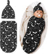 Halloween Baby Stuff Swaddle Blanket Hat Set for Boys Girls, Soft Bat Moon Newborn Sleeping Sack Receiving Blanket Shower Gift...