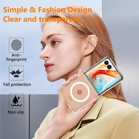 Fin2feel Magnetic Case for Motorola Razr Plus 2024 Case/Moto Razr+ 2024 Case, Motorola Razr 50 Ultra Case, Compatible with MagSafe, Transparent Ha...