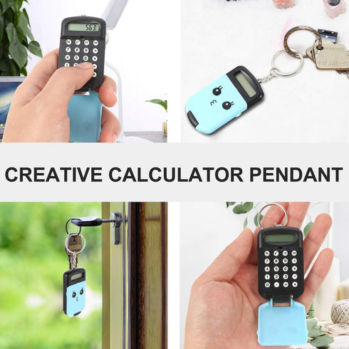 2pcs Mini Calculator Keychain Portable Cute Cartoon Calculator Electronic Pocket Calculator with Key Ring for Children Students School Supplies Ke...