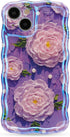 XIZYO Case for iPhone 13, Colorful Retro Oil Painting Flower Cute Floral Aesthetic Curly Wave Frame Laser Glossy Reflective Exquisite Stylish Prot...