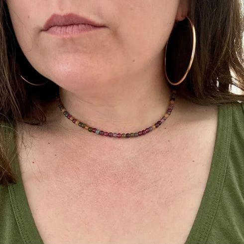 Beaded Necklace for Women,Natural Gemstone Necklace for Women,Colorful Bead Choker Necklace Handmade Surfer Beach Necklace Trendy Jewelry Gift for...