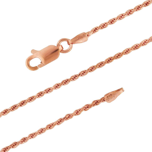 14kt Rose Gold Plated Sterling Silver 1.3mm Diamond-Cut Rope Chain Necklace Solid Italian Nickel-Free, 14-36 Inch...
