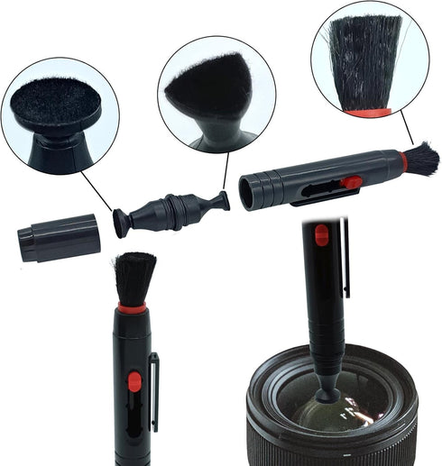 Lens Cleaning Kit Contains 2 Pcs Rubber Rocket Air Blower Duster, Lens Cleaning Pen, Blower Brush Dust Cleaner and Carrying Pouch, for Lens, Camer...