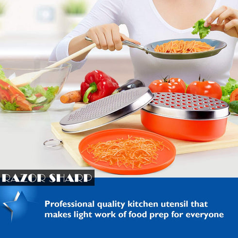 Cheese Grater Citrus Lemon Zester with Food Storage Container & Lid - Perfect For Hard Parmesan Or Soft Cheddar Cheeses, Ginger, Vegetables, Butte...