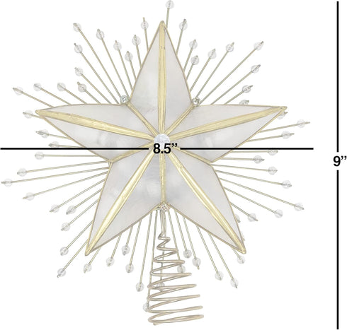 Kurt Adler 10-Light Capiz and Wire Snowflake Christmas Treetop, 10-Inch, Silver...