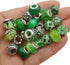 50pcs Assorted Green Resin Imitation Glass European Large Hole Beads Rhinestone Metal Spacer Charms Bead Assortments for DIY Crafts Bracelets Neck...