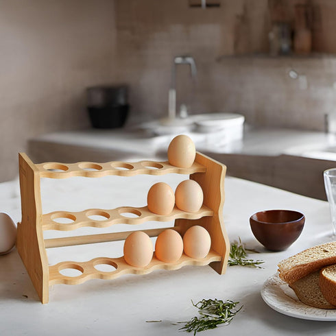 Wooden Egg Holder Countertop Egg Holder For Fresh Eggs,Bamboo Egg Tray For Fresh Eggs, Easter Egg Decoration And Rustic Kitchen Organizer, Set Of ...