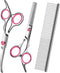 Pink Dog Grooming Scissors with Safety Round Tip,Pet Grooming scissors Kit,Dog Shears for Grooming,Incude Thinning,Curved Grooming Scissors and Co...