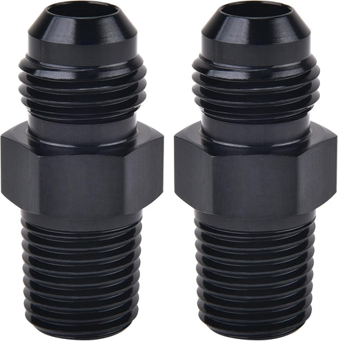 EVIL ENERGY 6AN Male Flare to 1/4" NPT Pipe Fitting Adapter Aluminum Straight Black 2PCS...