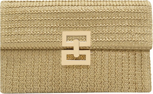 Rattan Clutch Purse for Women,Summer Straw Woven Beach Woven Bag Wicker Raffia Envelope Evening Clutch for Wedding...