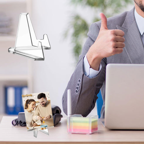 30pcs Card Display Stand, 2.2 Inch Small Transparent Card Holder Stand Acrylic Business Card Organizer Mini Clear Coin Easel Stand Desk Picture Ho...