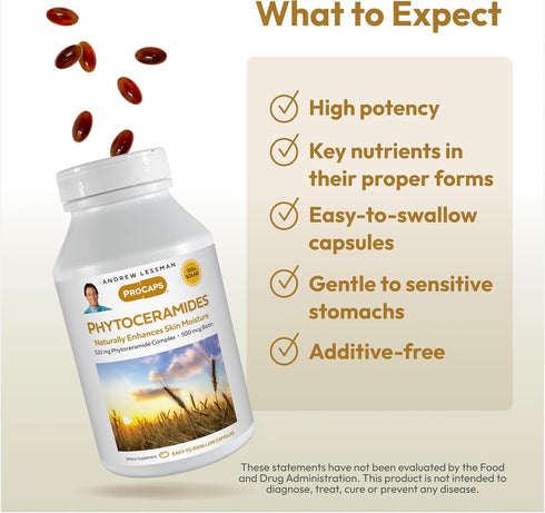 ANDREW LESSMAN Phytoceramides with Biotin 30 Softgels - Skin’s Vital Natural Internal Moisturizer. Naturally Enhances Soft, Smooth, Radiant Skin. ...