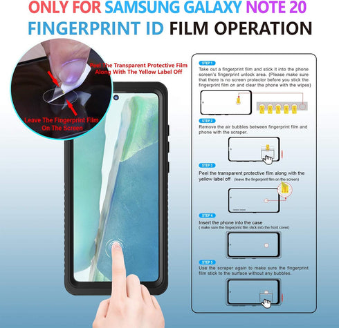 Lanhiem Galaxy Note 20 Case, Built-in Screen Protector with Fingerprint Film Waterproof Dustproof Case, Full Body Heavy Duty Protective Cover for ...