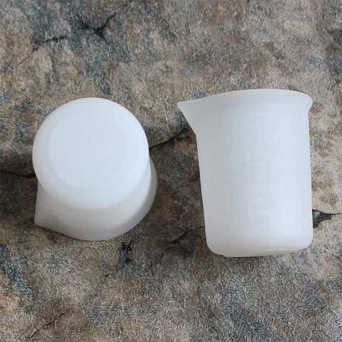 SUPVOX 2pcs Graduated Measuring Cups Transparent Silicone Lab Liquid Container 100ML...