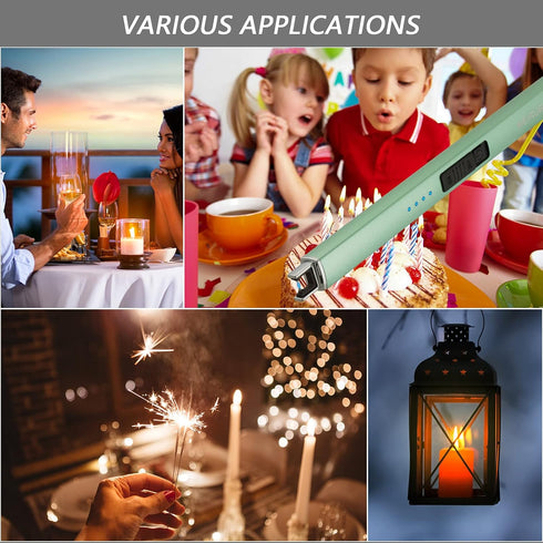 Electric Candle Lighter - Long, Rechargeable, Arc, Windproof, Flameless Lighters for Candle, Camping, BBQ, Birthday Gifts - Green...