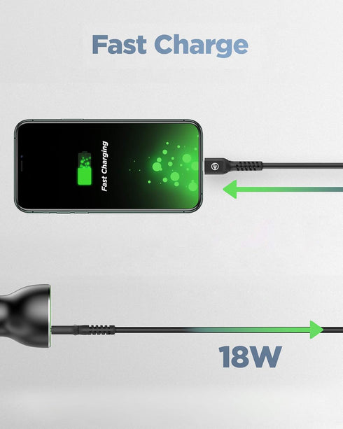 Galvanox iPhone Car Charger with Cable (Apple MFi Certified) 18W Ultra Fast Charging Power Adapter with 6ft Braided USB-C to Lighting Cord (Compat...