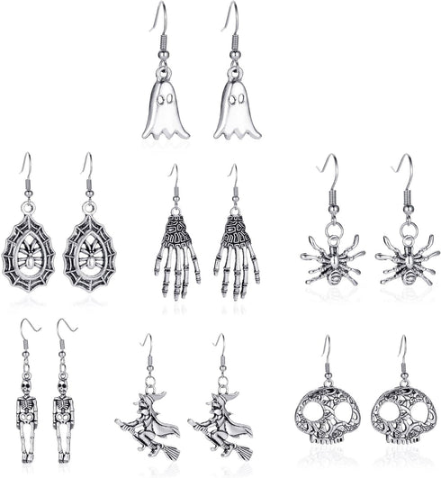 6-20 Pairs Halloween Stud Earrings Sets Spider Web Pumpkin Ghost Drop earrings Bat Cat Witch Stud Earrings Set Halloween Jewelry for Women...