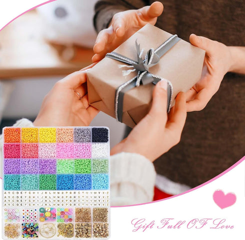 JMENGYI 8400pcs+ 3mm Glass Seed Beads for Jewelry Making 24 Colors Beads Bracelet Making Kit Small Beads Friendship Bracelet Beads Making Kit for ...