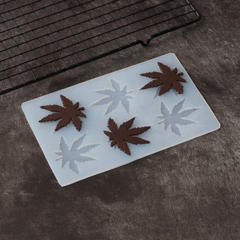 (THIN and SHALLOW) Marijuana Leaf Embossed Fondant Maple Silicone Mold for Chocolate Candy Gum Paste Polymer Clay Resin Kitchen Baking Sugar Craft...