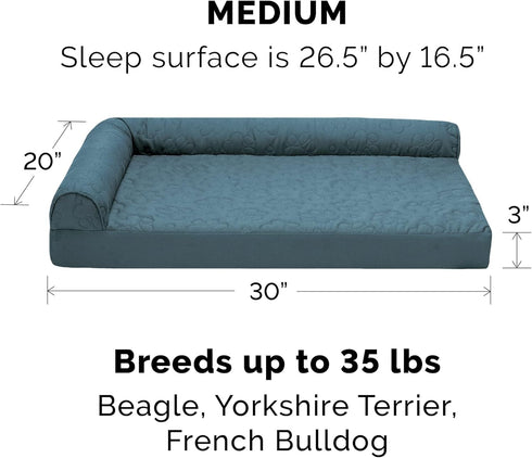 Furhaven Replacement Dog Bed Cover Pinsonic Quilted Paw L Shaped Chaise, Machine Washable - Bluestone, Medium...
