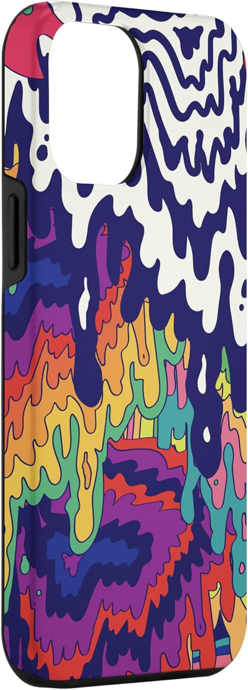 iPhone 12 Pro Max Trippy Paint Drip Doodle Blue Red Purple Rainbow AEQ068 Case...