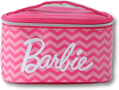 MINISO Barbie Barrel Cosmetic Bag Large Capacity Travel Makeup Bag with Handle for Women Ladies Grils Zipper Pouch Makeup Organizer...