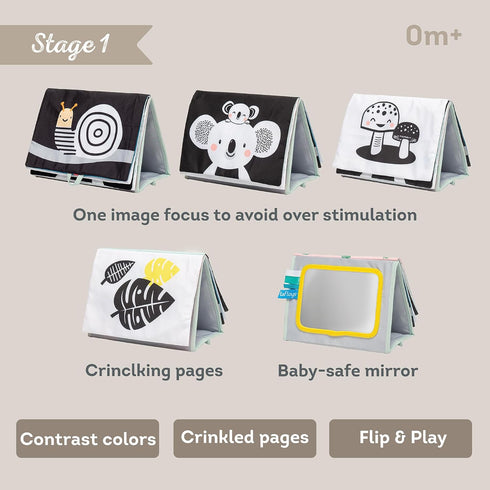 Taf Toys Tummy Time Toys High Contrast Baby Book. Fun, Interactive Crinkle Books for Babies with Mirror & Soft Koala Teether - Baby Tummy Time Boo...