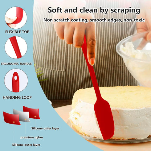Silicone Rubber Spatula Set for Baking,Rubber Kitchen Utensils,Food Grade BPA-Free for Nonstick Cookware, Heat Resistant Spatula for Cooking & Mix...