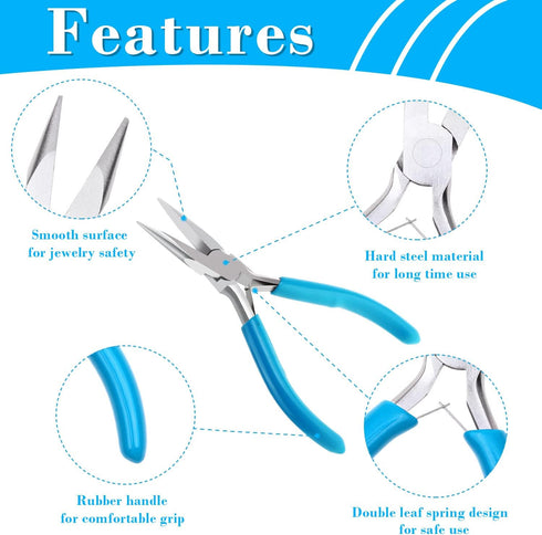 Jewelry Pliers, Shynek 4pcs Jewelry Making Tools Kit with Needle Nose Pliers/Chain Nose Pliers, Round Nose Pliers, Wire Cutters and Bent Nose Plie...