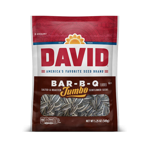David Jumbo Sunflower Seeds Bar-B-Q Flavor 5.25 oz Bag...