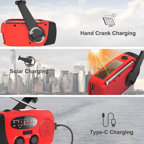 Solar Hand Crank Emergency Weather Radio,NOAA/AM/FM Portable Radio with 3 LED Flashlight 2000mAh Power Bank Cellphone Charger...