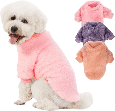 Dog Sweater, 3 Pack Dog Sweaters for Small Dogs, Dog Clothes for Small Dogs Girl Boy, Ultra Soft and Warm Puppy Sweater Dog Coat for Winter Christ...